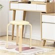 Costway Round Bentwood and PU Leather Stool with Padded Seat in Beige (Set of 4)