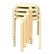 Costway Round Bentwood and PU Leather Stool with Padded Seat in Beige (Set of 4)