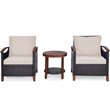 Costway 3-piece Rattan Patio Furniture Set with Wood Frame in Beige