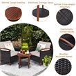 Costway 3-piece Rattan Patio Furniture Set with Wood Frame in Beige