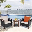 Costway 3-piece Rattan Patio Furniture Set with Wood Frame in Beige