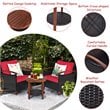 Costway 3-piece Rattan Patio Furniture Set with Wood Frame in Red