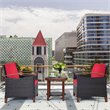 Costway 3-piece Rattan Patio Furniture Set with Wood Frame in Red