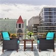 Costway 3-piece Rattan Patio Furniture Set with Wood Frame in Turquoise