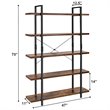 Costway 5-tier Contemporary Cellular Board and Iron Bookshelf in Brown