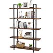 Costway 5-tier Contemporary Cellular Board and Iron Bookshelf in Brown