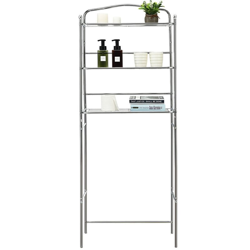 Costway 3-Tier Over The Toilet Metal Towel Rack Storage Organizer in Silver