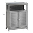 Costway Wood Bathroom Storage Floor Cabinet with Double Shutter Door in Gray