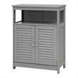 Costway Wood Bathroom Storage Floor Cabinet with Double Shutter Door in Gray