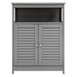 Costway Wood Bathroom Storage Floor Cabinet with Double Shutter Door in Gray