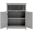 Costway Wood Bathroom Storage Floor Cabinet with Double Shutter Door in Gray