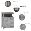 Costway Wood Bathroom Storage Floor Cabinet with Double Shutter Door in Gray