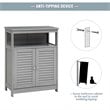 Costway Wood Bathroom Storage Floor Cabinet with Double Shutter Door in Gray