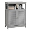 Costway Wood Bathroom Storage Floor Cabinet with Double Shutter Door in Gray