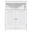 Costway Wood Bathroom Storage Floor Cabinet with Double Shutter Door in White
