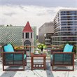 Costway 3-piece Rattan Patio Wicker Furniture Set with Square Table in Turquoise