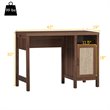 Costway Contemporary Wood Computer Desk with Storage Cabinet in Walnut