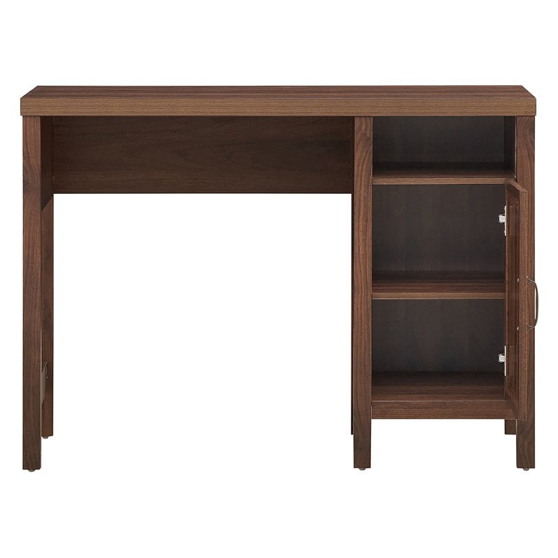 Costway Contemporary Wood Computer Desk with Storage Cabinet in Walnut