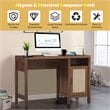 Costway Contemporary Wood Computer Desk with Storage Cabinet in Walnut