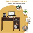 Costway Contemporary Wood Computer Desk with Storage Cabinet in Walnut