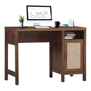 Costway Contemporary Wood Computer Desk with Storage Cabinet in Walnut
