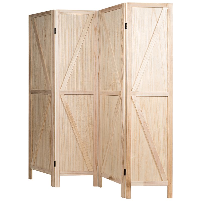 Costway 4-panel Wood Folding Room Divider with V-shaped Design in Natural