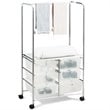 Costway 6-drawer Steel and PP Rolling Storage Cart with Hanging Bar in Clear