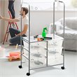 Costway 6-drawer Steel and PP Rolling Storage Cart with Hanging Bar in Clear