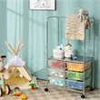 Costway 6-drawer Steel and PP Rolling Storage Cart with Hanging Bar in Clear