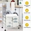 Costway 6-drawer Steel and PP Rolling Storage Cart with Hanging Bar in Clear