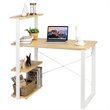 Costway Engineered Wood Computer Desk with Adjustable Bookshelf in Natural