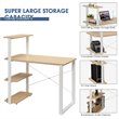 Costway Engineered Wood Computer Desk with Adjustable Bookshelf in Natural