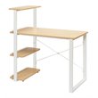 Costway Engineered Wood Computer Desk with Adjustable Bookshelf in Natural