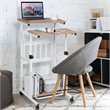 Costway MDF Adjustable Height Computer Standing Desk w/ Wheels & Footrest in Oak