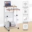 Costway MDF Adjustable Height Computer Standing Desk w/ Wheels & Footrest in Oak