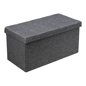 costway 31.5'' fabric foldable storage ottoman toy chest in dark gray