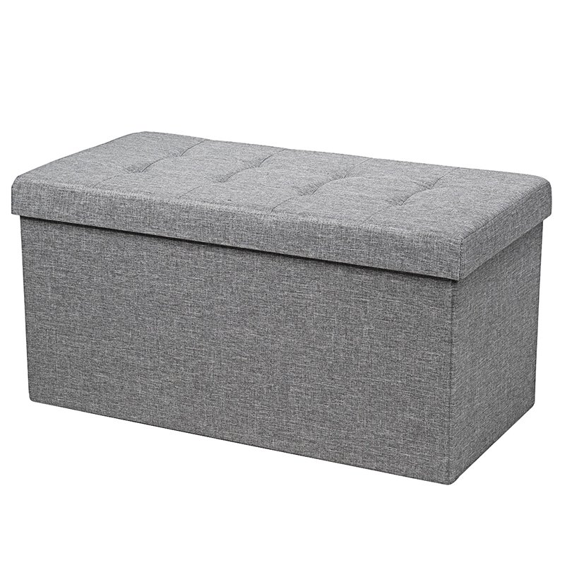 Costway 31.5'' Fabric Foldable Storage Ottoman Toy Chest in Light Gray