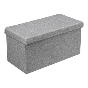 costway 31.5'' fabric foldable storage ottoman toy chest in light gray