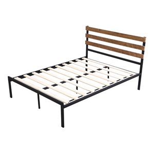 Costway Contemporary Metal Full Size Platform Bed Frame in Black