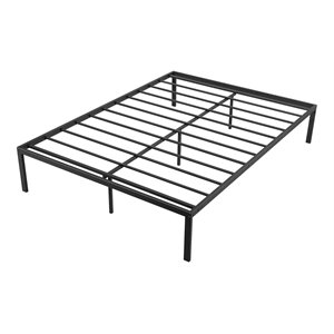 Costway 14&quot Contemporary Heavy Duty Metal Full Platform Bed Frame in Black