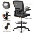 Costway Sponge Adjustable Height Drafting Chair with Lumbar Support in Black