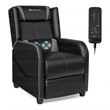 Costway Contemporary Faux Leather Massage Gaming Recliner Chair in Gray