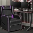 Costway Contemporary Faux Leather Massage Gaming Recliner Chair in Purple