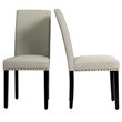 Costway Upholstered Fabric Dining Chairs with Nailhead Trim in Beige (Set of 2)