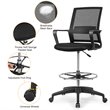 Costway Mesh and Sponge Adjustable Height Drafting Chair with Footrest in Black