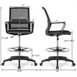 Costway Mesh and Sponge Adjustable Height Drafting Chair with Footrest in Black