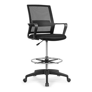 costway mesh and sponge adjustable height drafting chair with footrest in black
