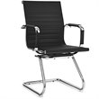 Costway Iron and PU Leather Office Waiting Room Chairs in Black (Set of 2)