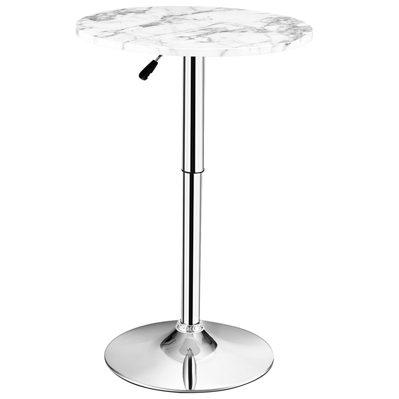 Costway Round Height Adjustable 360-degree Swivel Bistro Bar Table in White