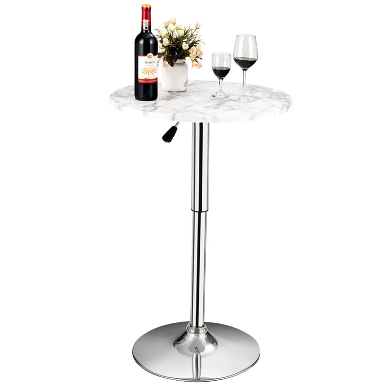 Costway Round Height Adjustable 360-degree Swivel Bistro Bar Table in White